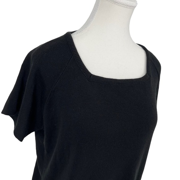 Vintage 90’s Herman Geist Knit Top Square Neck Black Sweater Medium - Picture 2 of 6